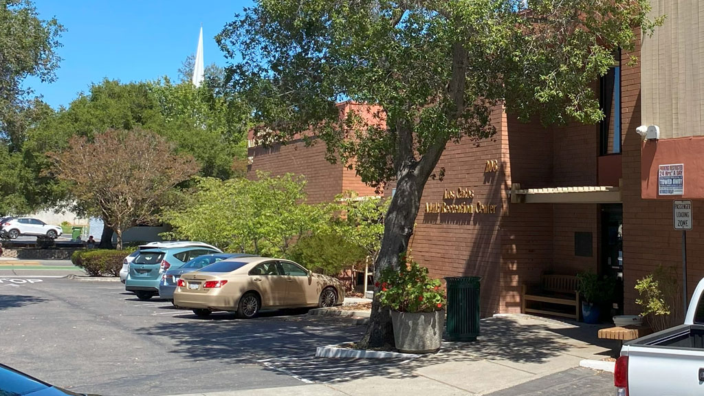 The entrance to the Adult Recreation Center in Los Gatos, CA.
