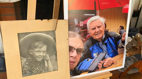 A photo of Alan Huntzinger as a kid and an adult.