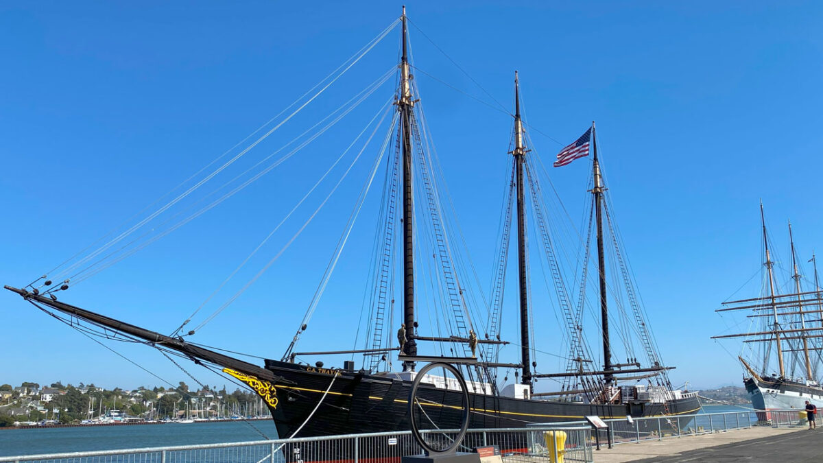 A full-size historic ship docked at Mare Island, Vallejo, CA. 2025.