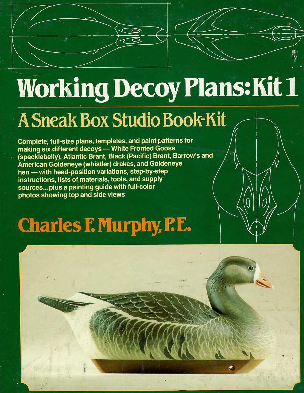 An image of a woodcarving book cover: Working Decoy Plans: Kit 1 by Charles F. Murphy, P.E.; 1984