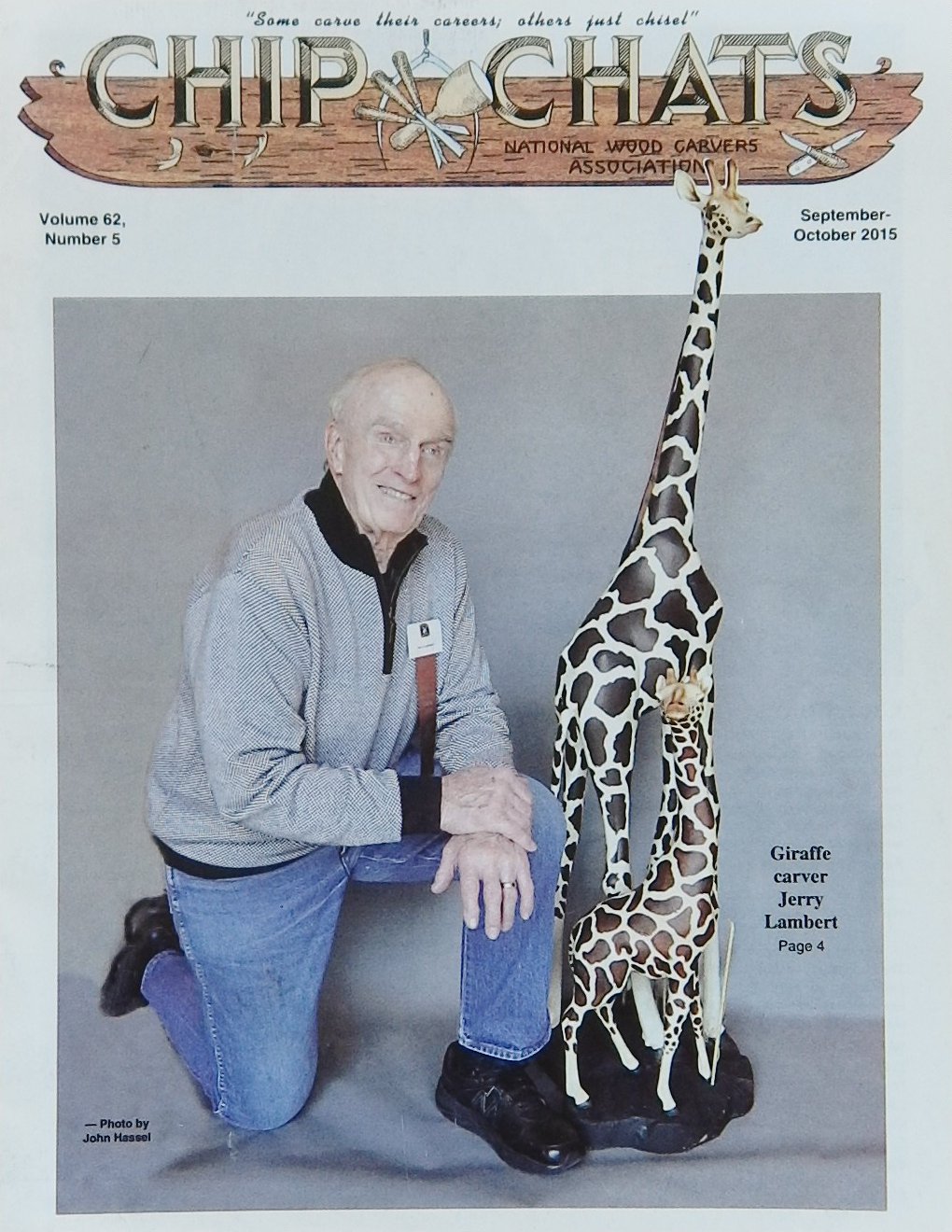 An image of a woodcarving book cover: Chip Chats, 62-5, Sep-Oct 2015 by National Wood Carvers Association