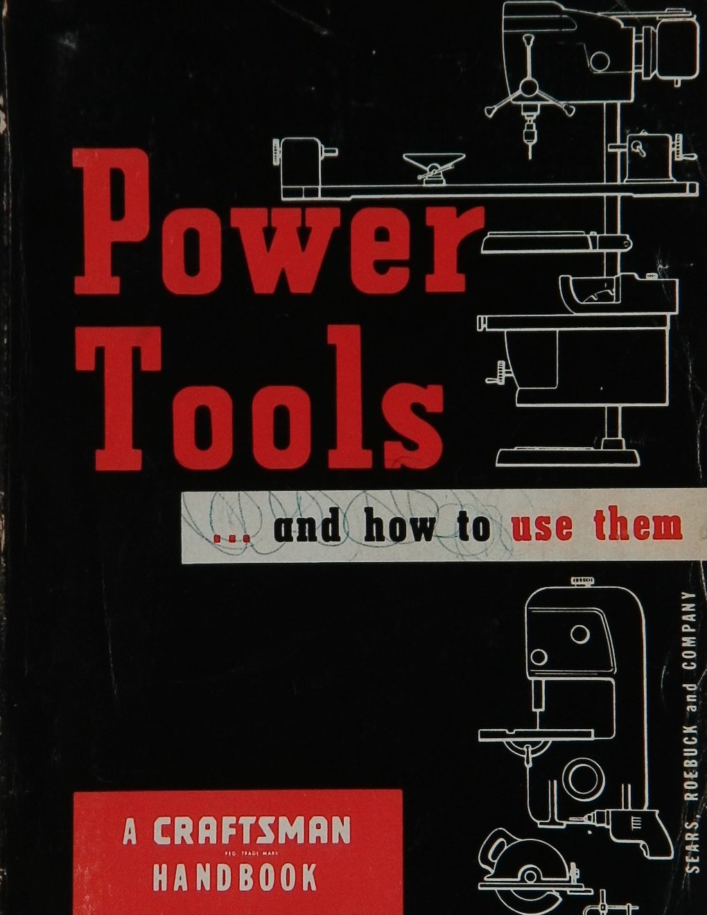 An image of a woodworking book cover: Power Tools and how to use them by Craftsman