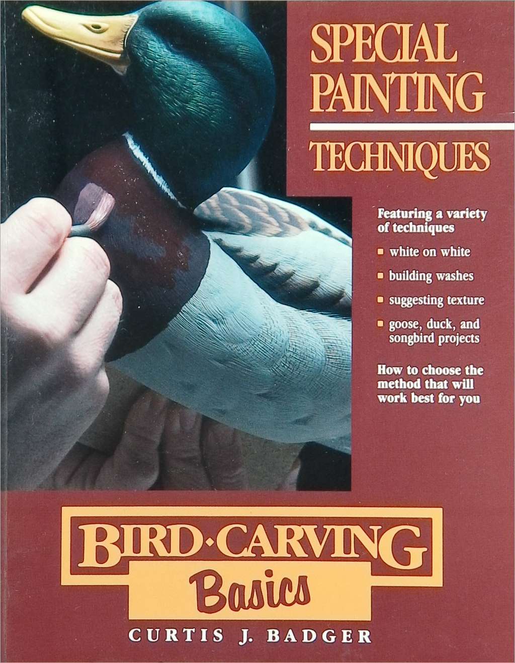 An image of a woodcarving book cover: Bird Carving Basics: Special Painting Techniques by Curtis J. Badger