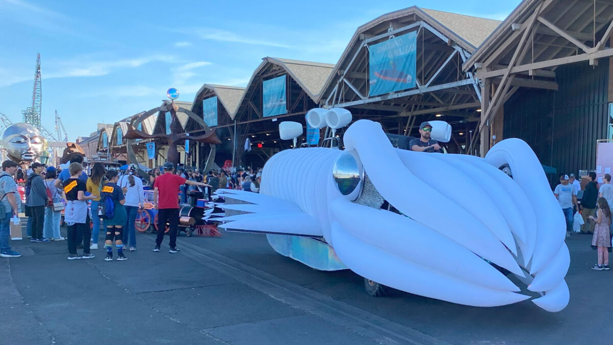 Inflatable custom built vehicle. Looks like a squid.
