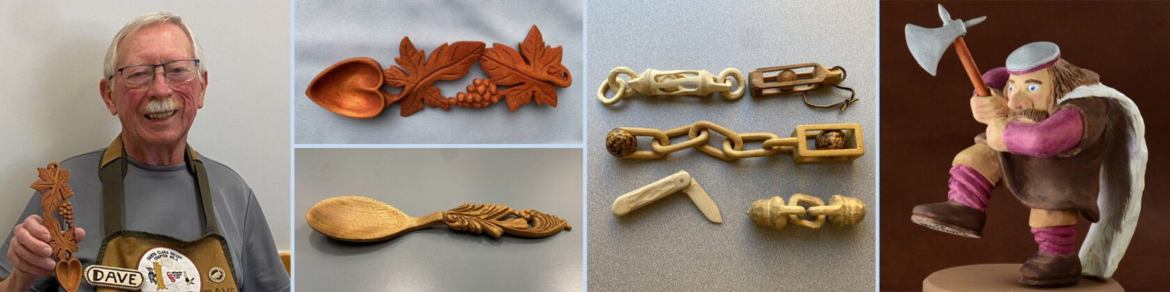 Pictures of David Osterlund and a few of his woodcarving projects.