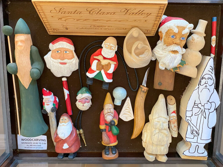 Woodcarving projects: Santas, snowmen, ornaments.