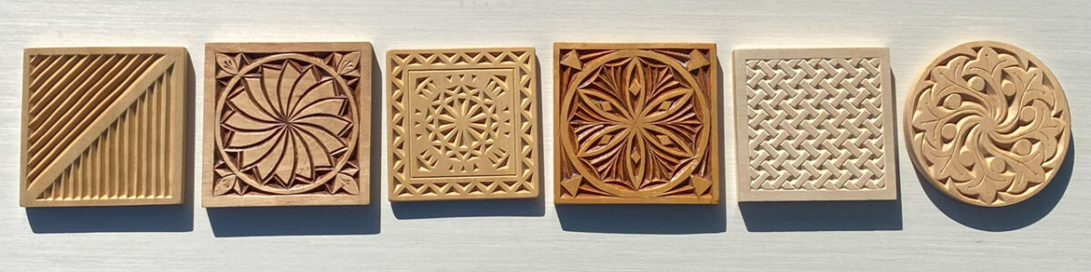 Six chip carved coasters.