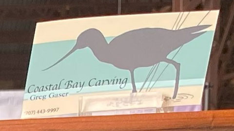 Business card: Greg Gaser from Coastal Bay Carving.