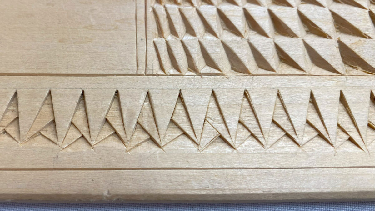 Chip carving practice board by Herb Robbins.