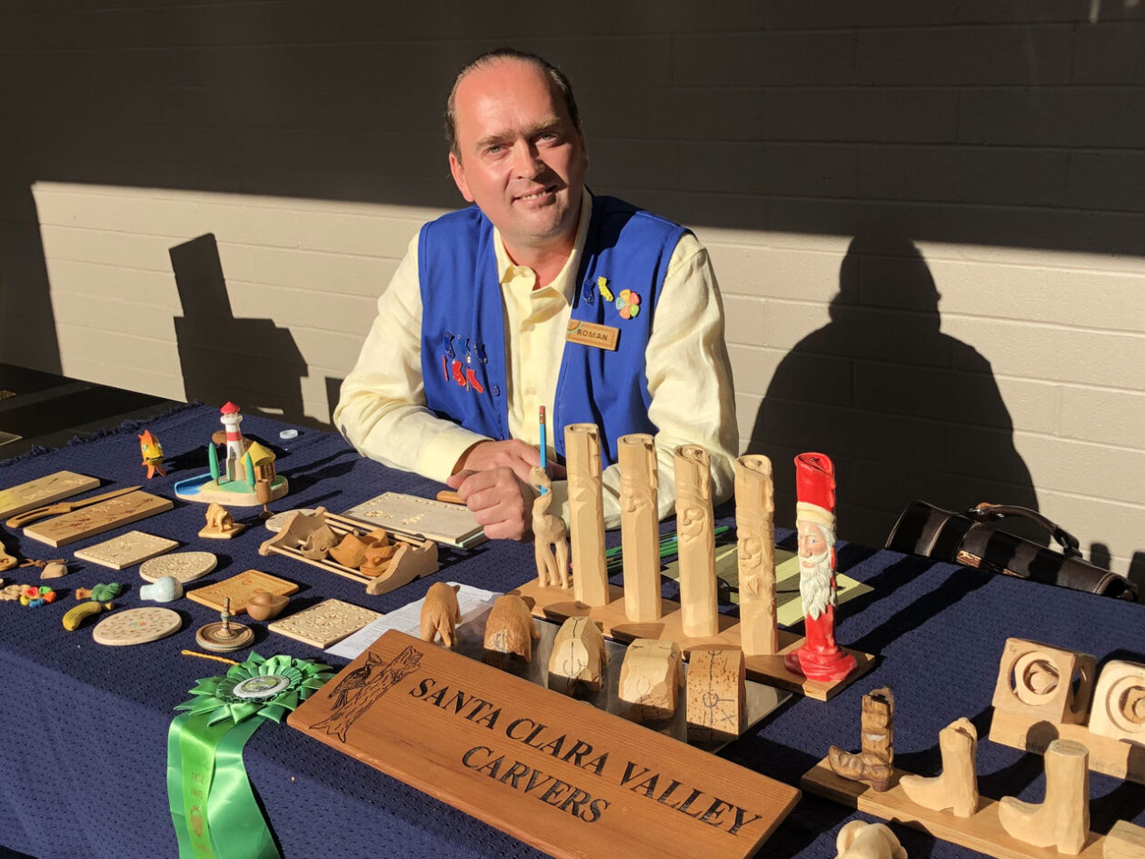 Chip carving demonstration at the local elementary school