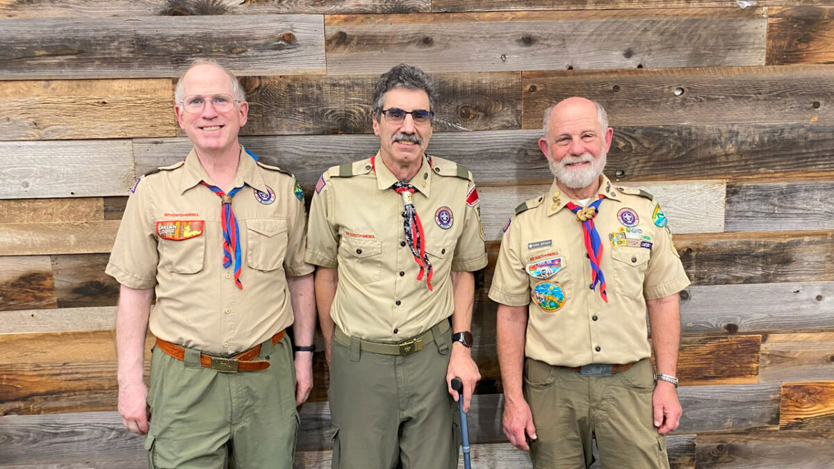 Scout leaders and instructors: John Parisseti, Mike Campi, and Dan Brady