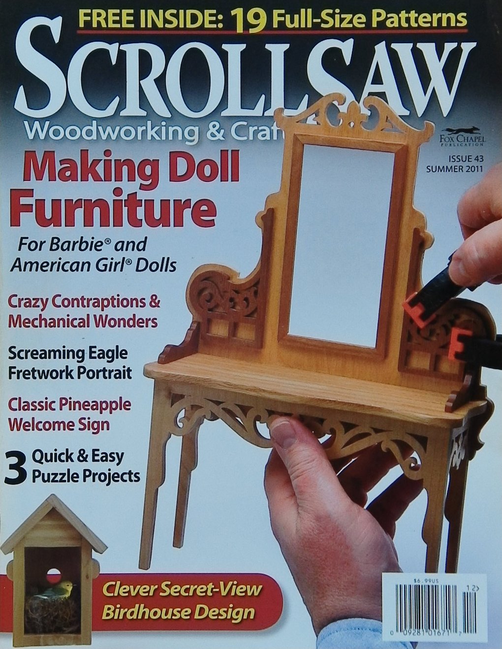 An image of a woodworking book cover: Scrollsaw Woodworking & Crafts, #43 Summer 2011 by Fox Chapel Publishing