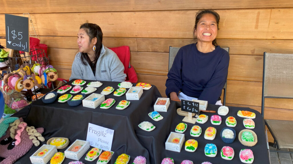 Subin's Hand-Carved Soap Flowers at the Saratoga Blossom Festival, 2025