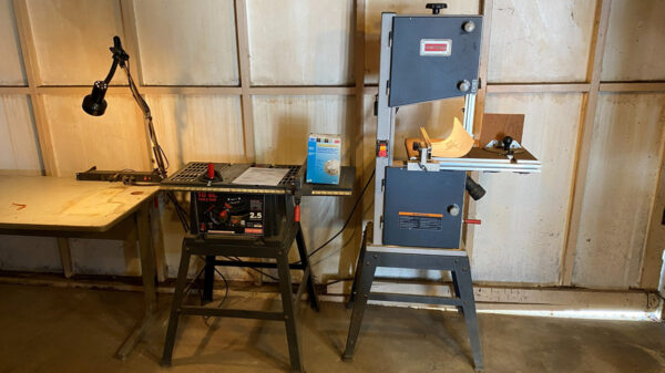 A table saw and bandsaw.