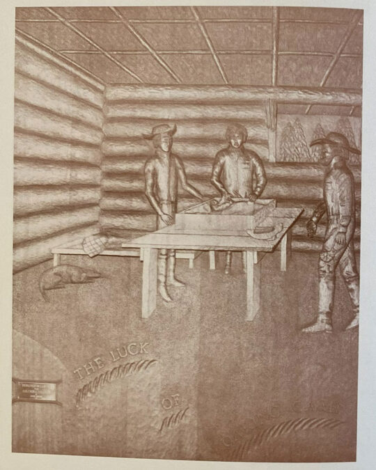 Designed based on Bret Harte's stories and carved in 1970-x by Lucien Dean Hertert.