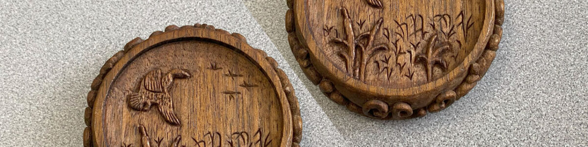 Walnut Coaster with a Duck Scene Decoration