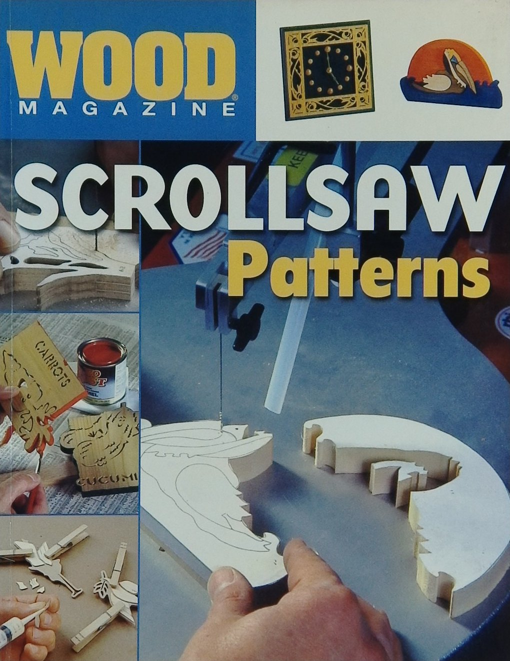 An image of a woodworking book cover: Scrollsaw Patterns by Wood Magazine; 2005, 191p