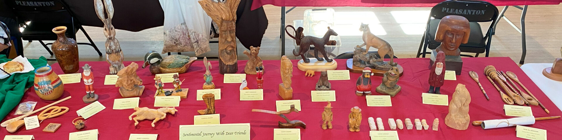 Tri-Valley Carvers Show, September 13-14, 2025. Ron Richards and Joanne Carroll wanted to have a table with carvings from a lot of old friends (mostly deceased). I believe we made tribute to about 21 different carvers.
