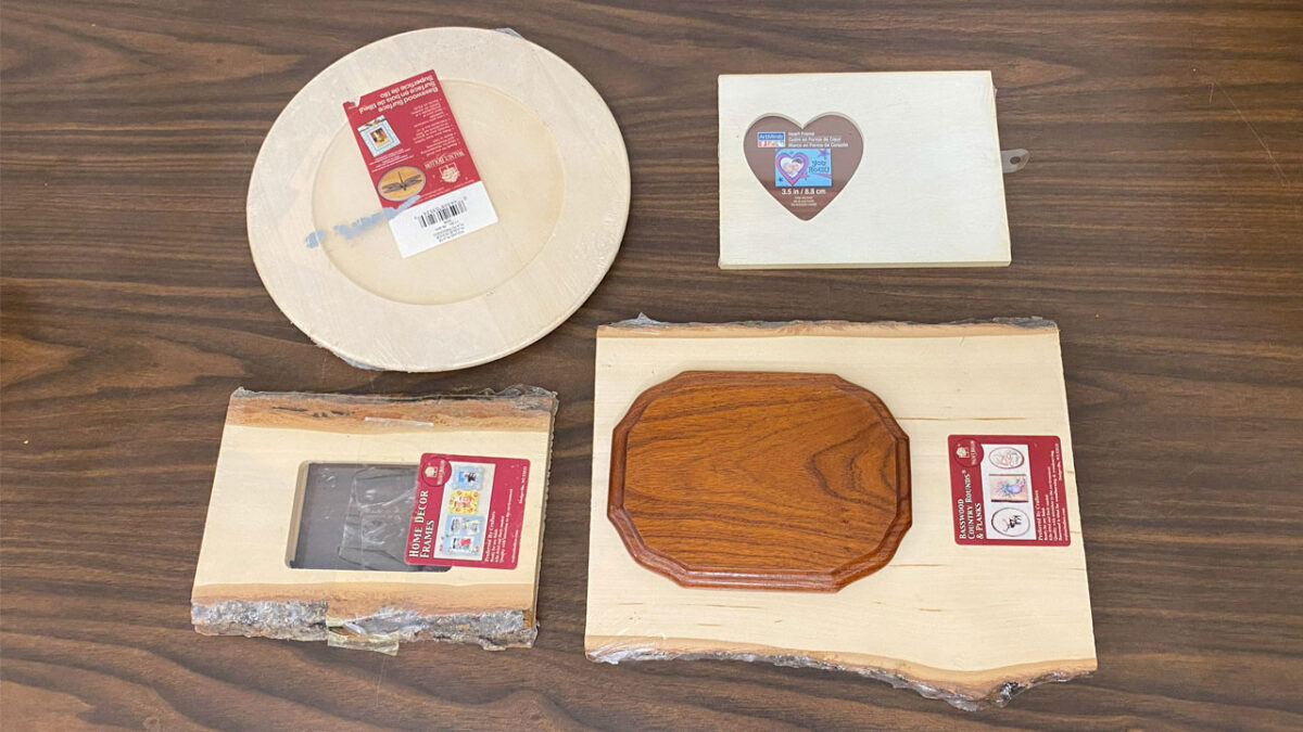 A basswood platter and three basswood boards.